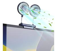 THRRLY Ventilador de escritorio, ventilador de clip para monitor con 2 cabezales de ventilador, ventilador de escritorio de oficina de 3 velocidades, ventilador de refrigeración alimentado por USB con
