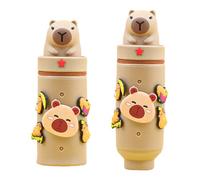 Thryviel Estuche Escolar Kawaii 2 en 1, Portalápices Retráctil de Silicona con Diseño Animal, Gran Capacidad para Niñas, Vuelta al Cole (Capibara DIY)