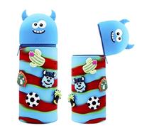 Thryviel Estuche Escolar Kawaii 2 en 1, Portalápices Retráctil de Silicona con Diseño Animal, Gran Capacidad para Niñas, Vuelta al Cole (Monstruo Azul DIY)