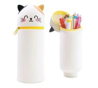 Thryviel Estuche Escolar Kawaii 2 en 4, Portalápices Retráctil de Silicona con Diseño Animal, Gran Capacidad para Niñas, Vuelta al Cole