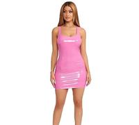 THSCWY - Vestido de fiesta de látex con cuero sintético para mujer, sexy, con cuello redondo, de cuero PU, mini vestido bodycon para mujer, rosa, XL
