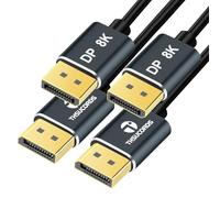 Thsucords Cable DisplayPort 3M 2 Unidades, Certificado Ultra Delgado & Flexible Display Port 1.4, Soporte 8K@60Hz,4K@120Hz,2K@144Hz,32.4Gbps Cable DP para Monitor, Tarjeta Gráfica, PC