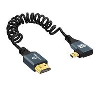 Thsucords Cable en Espiral 8K Micro HDMI a HDMI, 90 Grados ángulo Derecha, HDMI a Micro HDMI Macho a Macho, Compatible con 8K @60Hz 4K @120Hz 48Gbps para GoPro Hero, Raspberry Pi 4, cámara Sony(90cm)