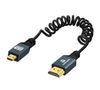 Thsucords Cable en Espiral Micro HDMI a HDMI, HDMI a Micro HDMI Chapado en Oro Macho a Macho, Compatible con 8K @60Hz 4K @120Hz 48Gbps para GoPro Hero, Raspberry Pi 4, Cámara Sony(90cm)