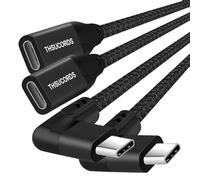 Thsucords Cable Extensión USB C 100W 2M 2 Unidades,10Gbps ángulo Recto 90 Grados USB C 3.2 Macho a Hembra Cable 4K Video compatible con MacBook,iPad Pro,Nintendo Switch,Steam Deck