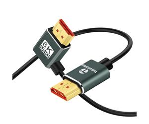 Thsucords Cable HDMI 2.1 ultra Delgado 8K en ángulo Derecha de 90 grados de 0.5M, Cable Flexible Delgado de Alta Velocidad Compatible con 4K @120Hz 8K @60Hz Compatible con Roku TV/HDTV/PS5/Blu-ray