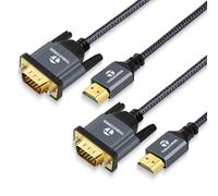 Thsucords Cable HDMI a VGA de 2 Paquetes 1M, Cable Adaptador Trenzado HDMI a VGA Chapado en oro (Macho a Macho) para Computadora, Laptop, PC, Monitor, Proyector