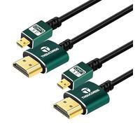 Thsucords Cable Micro HDMI a Tipo A Ultra Fino 2M 2 Unidades, Slim & Delgado, 3D/4K@60Hz/18Gbps/1080P, Compatible con GoPro Hero 7/8/9, Raspberry Pi 4