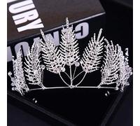 THTHT Accesorios para El Cabello De La Corona Princess Bride Retro Modelos Femeninos Silver Leaf Crystal Hair Clip Simple Noble Delicado Lujo Santo Magnífica Boda