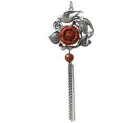 THTHT Colgante de plata de ley 925 para mujer, colgante de cadena de suéter vintage creativo con golondrina roja, Plata esterlina