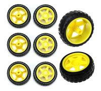 ThtRht Paquete de 8 ruedas de motor TT de repuesto para coche inteligente, modelo 1:48, piezas de repuesto para caja de cambios, chasis, Arduino, kit de bricolaje, control remoto, neumáticos de goma