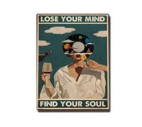 THUANCKY Letrero de estaño retro con música en lienzo Lose Your Mind Find Your Soul Bar, Café, Restaurante, Cocina, Decoración de pared para interiores y exteriores, 12 x 16 pulgadas