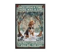 THUANCKY Letrero de estaño retro Once Upon A Time There was A Girl Who Reallly Loved Beagles It was Me for Home Dormitorio Decoración de pared - 8 x 12 pulgadas, marco de metal