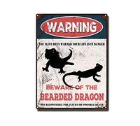 THUANCKY Letrero de lata vintage con texto en inglés "Beware of the Bearded Dragon", letrero de metal de advertencia para el hogar, bar, café, decoración de pared, 12 x 16 pulgadas, letrero de lata
