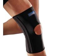 THUASNE Rodillera deportiva abierta con ballenas, negro, M | Rodilla inestable o dolorida, limita la pérdida de calor, doble refuerzo lateral, sujeción 2/3, marcado CE
