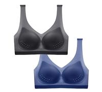 THUCHENYUC 2 Piezas Sujetador Ultrafino De Seda De Hielo, Talla Grande De Malla Transpirable Sin Costuras Sujetador Deportivo De Verano para Dormir Copa (Color : Black+Blue, Size : XX-Large)