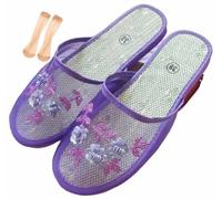 THUCHENYUC Chanclas Chinas De Malla para Mujer, Chanclas Chinas De Malla Transpirables con Cuentas Florales para Mujer (Color : Purple, Size : 40 EU)