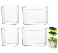 THUCHENYUC Contenedores De Almacenamiento Transparentes for Congelador, Contenedores De Plástico Transparente for Refrigerador Y Despensa, Paquete De 4 Organizadores De Cocina Apilables(Clear(2S+2L))