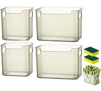 THUCHENYUC Contenedores De Almacenamiento Transparentes for Congelador, Contenedores De Plástico Transparente for Refrigerador Y Despensa, Paquete De 4 Organizadores De Cocina Apilables(Green(2S+2L))