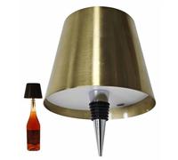 THUCHENYUC Lámpara De Botella Inalámbrica, 3 Colores Regulación Continua Luces Recargables Botella De Vino Inalámbrica Recargable Táctil LED Lámpara De Botella para Bares Restaurantes(Gold)