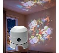 THUCHENYUC Luz De Proyector LED Giratoria Dinámica, Luz Nocturna De Océano/copo De Nieve Giratoria De 360°, Base De Tira De Luz Ambiental Dinámica Recargable Por USB(Snowman,USB-powered)