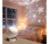 THUCHENYUC Luz De Proyector LED Giratoria Dinámica, Luz Nocturna De Océano/copo De Nieve Giratoria De 360°, Base De Tira De Luz Ambiental Dinámica Recargable Por USB(Snowflake,USB-powered)