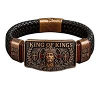 THUCHENYUC Pulsera De Fe Rey De Reyes, Pulsera Cristiana Ajustable, Regalo Inspirador Religioso Grabado Cristo Es Mi Fuerza for Hombres(1pcs)