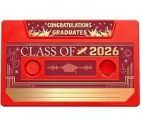 THUCHENYUC Recuerdo De Graduación Grabable Por Voz De La Clase 2026, Con Cinta De Casete Retro, Grabación De 300 Segundos,Reproductor De Cinta Retro De 5 Minutos(Red)