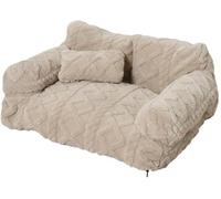 THUCHENYUC Sofá Cama Relajante for Mascotas, Cama Ortopédica Lavable for Perros con Borde, Funda Extraíble, Aumenta El Sueño Profundo, Reduce La Ansiedad por Separación(Beige,XX-Large)