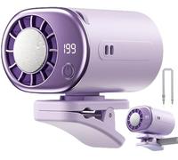 THUCHENYUC Ventilador De Aire Acondicionado Con Clip for Coche Con Pantalla LED, Mini Sistema De Refrigeración Portátil Con Rotación De 360°,199 Velocidades Ajustables,Recargable USB(Purple)