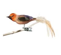 Thüringer Weihnacht Pájaro de Cristal mordedor con Pluma Natural, carbón, 13 x 3,3 x 4,5 cm