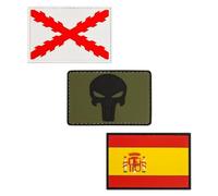 Thulander PACK de 3 Parches Mochila Militar PVC Parche Bandera de España Tercios Españoles The Punisher Personaliza tu Mochila Tactica Equipo Militar Parche Airsoft