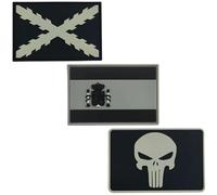 Thulander PACK de 3 Parches Mochila Militar PVC Parche Bandera España Parches Militares Tercios Españoles Punisher Personaliza tu Mochila Tactica Equipo Militar Airsoft