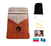 Thumb Piano 17 Teclas Diseño Ciervo Instrumento Musical Portátil Madera Dura Melodías - Ideal Para Principiantes Música Viajes Fiestas Fácil De Tocar (Marrón)