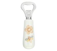 THUN - Abrebotellas decorado con flor y libélula - Accesorios de cocina - Línea Elegance - Gres, acero inoxidable - 13 cm