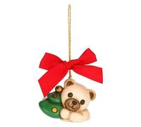 THUN - Adorno navideño Teddy con árbol de Navidad de cerámica, pequeño, 5,8 x 3,7 cm, Altura 4,4 cm