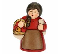 THUN - Belén 2022 - Figura Belén Mujer en el Mercado de Cerámica Decorada a Mano, Versión Vestido Rojo - Línea Belén Clásico - 5,8 x 5 x 8 cm h