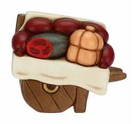 THUN - Belén 2022 - Figura de Belén Carrito con Embutidos de cerámica Decorada a Mano - Línea Belén Clásico - 8,5 x 5 x 7,3 cm h