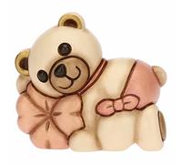 THUN, Bombonera de Nacimiento y Bautizo para Ella con icónico Teddy con trébol de Cuatro Hojas de cerámica Decorada a Mano, línea Bomboneras, 5,9 x 3,5 x 5,5 cm de Altura