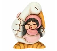 THUN, Bombonera para Nacimiento y Bautismo con Dulce cigüeña Que Lleva una niña, cerámica Decorada a Mano, 5,3 x 4,5 x 6,3 cm h