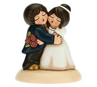 THUN - Bombonera para pareja de novios con ramo - Cake Topper tarta de boda - Línea de bomboneras - Cerámica - 12 x 12 x 13,5 cm