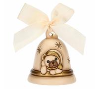 THUN - Campana edición Limitada 2023 Crema con Oso de Peluche de cerámica, Decorado a Mano, decoración navideña, 7,3 x 7,3 x 8,5 cm h