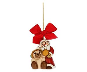 THUN - Decoración navideña de Papá Noel con Osito Maxi - Cerámica - Línea navideña - Living, decoración de la casa - 6,2 x 5,5 x 7,5 cm de Altura