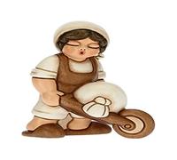 THUN - Figura Belén Hombre con Carretilla - Decoraciones Navidad Casa - Línea Belén Clásico, Variante Blanca - Cerámica - 6 x 4 x 8 h cm