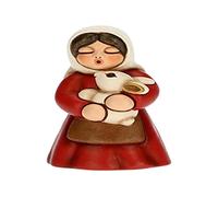 THUN - Figura Belén para Mujer con Conejo - Decoraciones Navidad Casa - Línea Belén Clásico, Variante Roja - Cerámica - 5 x 5 x 8 h cm