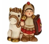 THUN - Figura Belén Soldado con Caballo - Decoraciones Navidad Casa - Línea Belén Clásico, Variante Roja - Cerámica - 7,5 x 5,5 x 8,5 h cm