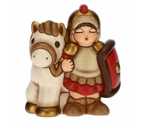 THUN - Figura Belén Soldado con Caballo - Decoraciones Navidad Casa - Línea Belén Clásico, Variante Roja - Cerámica - 7,5 x 5,5 x 8,5 h cm