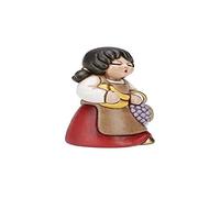 THUN - Figura de Belén para Mujer con Frutas - Decoraciones de Navidad Casa - Línea Belén Clásico, Variante Roja - Cerámica - 8 h cm