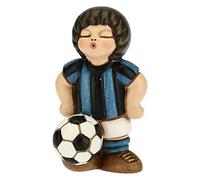 THUN - Figura de niño Futbolista Negro y Azul - Accesorios para habitación y bomboneras - Línea Bombonera - Formato pequeño - Cerámica - 4,5 x 4,5 x 7 h cm