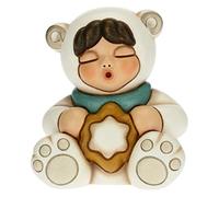 THUN - Figura Decorativa de niña con Vestido de Oso Polar y Estrella - Accesorios para el hogar para coleccionar - Línea Un Pensamiento Feliz - Formato Grande - Cerámica - 8,4 x 7 x 9 h cm
